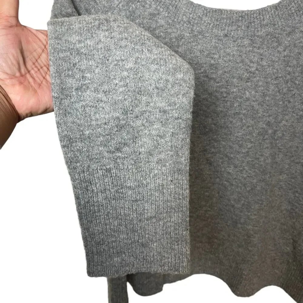J Crew V Back Velvet Tie Long Sleeve Sweater Gray Size Small